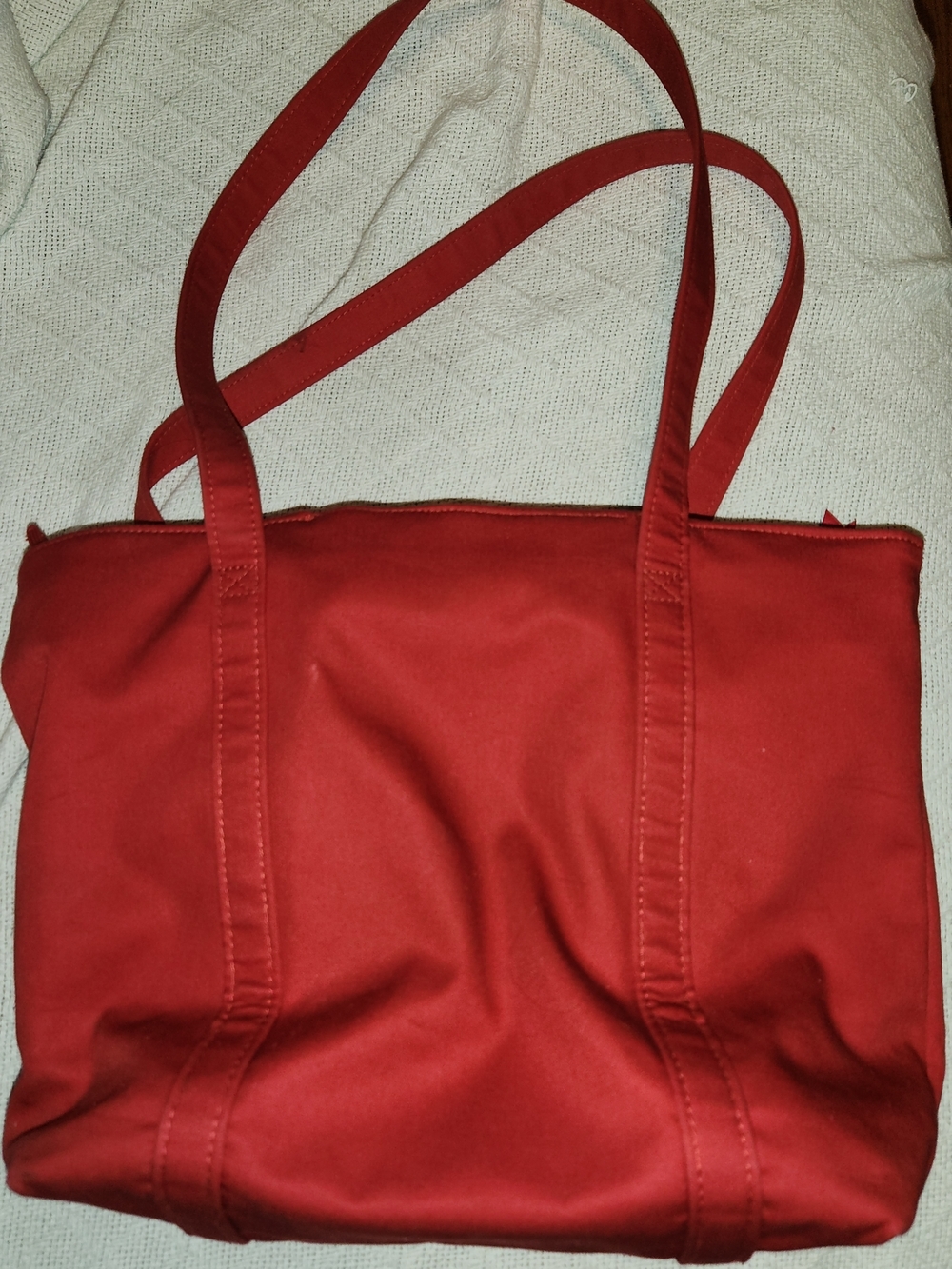 Vera Bradley Red Canvas Tote Bag with Front Pocket - Picture 3 of 5